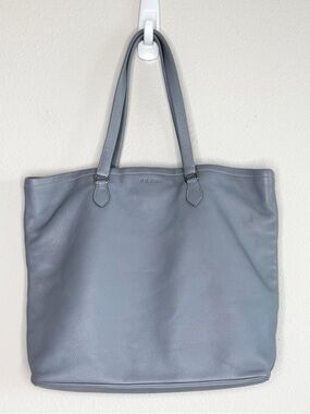 PRADA Vitello Daino Pebbled Leather Medium Tote Shoulder Bag Light Dusty Blue